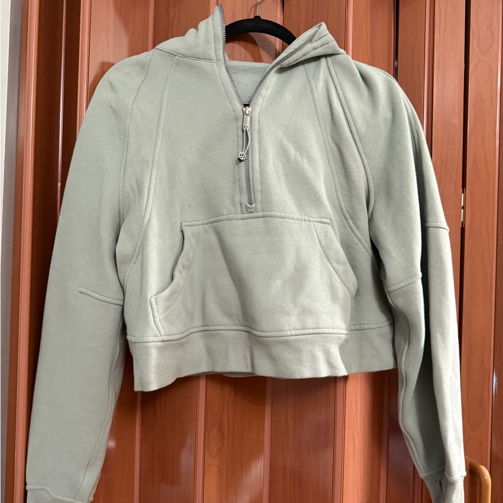 lululemon Scuba half zip Light Green Cropped Hoodie